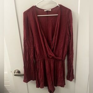 The Impeccable Pig Burgundy Long Sleeve Romper